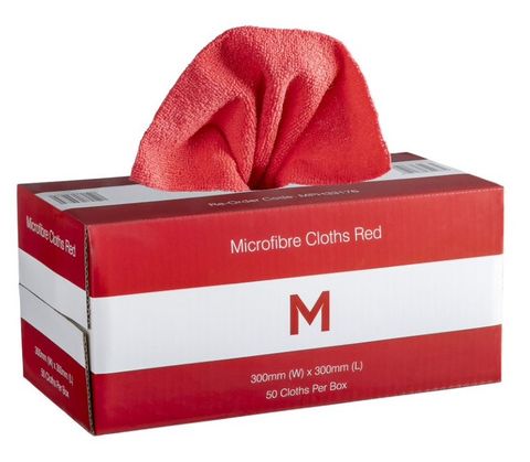 Matthews Microfibre Cloths Red  Dispenser Box 50 per box