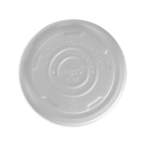 EBSCL-8PLA Biopak 250ml / 8oz White PLA BioBowl Lid 50 units per slve