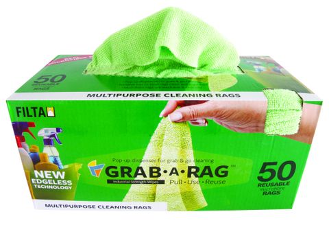 RAG-38888 Filta Grab-A-Rag Microfibre Rags Green 50pk 300x300
