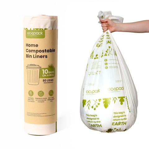 Ecopack Compostable 80L Rubbish Bin Liners 10 bags per roll