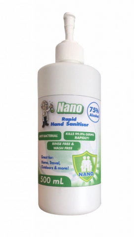 Rapid Nano Hand Sanitiser 75% Alcohol Based Gel 500ml