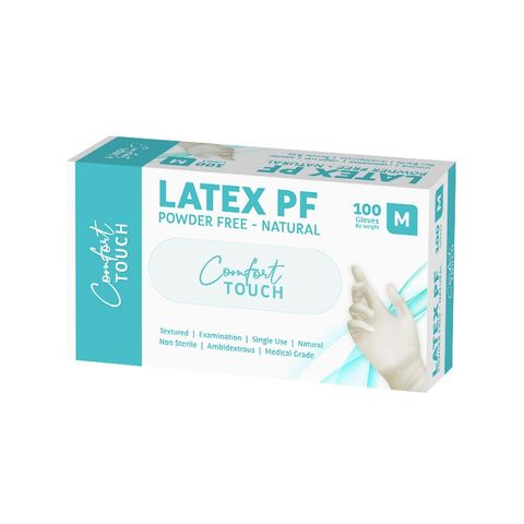 Comfort Touch Medium Natural Latex PF Gloves Pkt 100