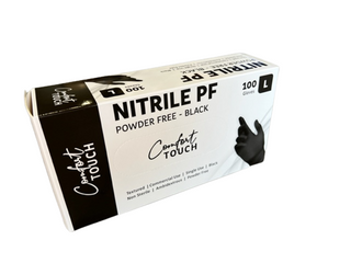 Comfort Touch Black Nitrile Glove Large P/F 100 per pk