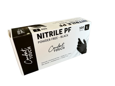 Comfort Touch Black Nitrile Glove Medium P/F