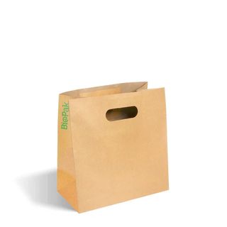 Biopak Small Die Cut Handle Kraft Paper Bag 270x145x280