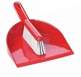 Raven Deluxe Dust Brush and Pan Set Red