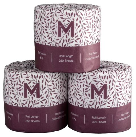 M Wrapped 3 ply Toilet Paper 250 Sht per roll 48 Rolls / ctn
