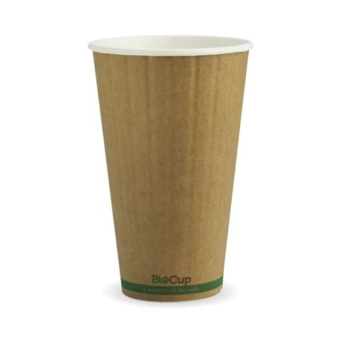 Biopak 460ml / 16oz  Kraft Green Stripe Double Wall BioCup 40 units per slve