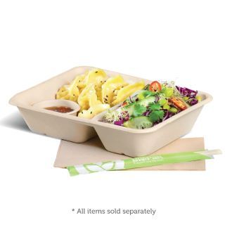 Biopak 2-Compartment Natural Plant Fibre Takeaway Base 125 units per slve