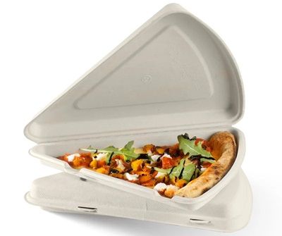 Biopak 9in Natural Plant Fibre Pizza Slice Clamshell 125 units per slve