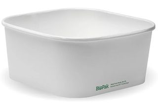 Biopak 1400ml White BioBoard Square Takeaway Base 50 units per Slve