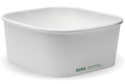 EBB-SLB-1400-W Biopak 1400ml White BioBoard Square Takeaway Base 50 units per Sl