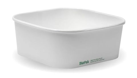 Biopak 1200ml White BioBoard Square Takeaway Base 50 units per Slve