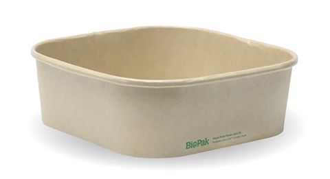 Biopak 1000ml Kraft BioBoard Square Takeaway Base 50 units per Slve