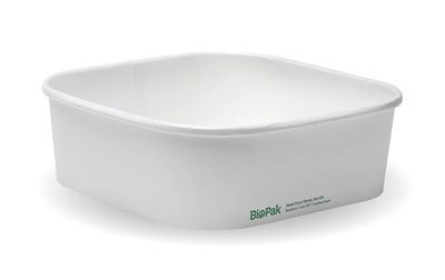 Biopak 1000ml White BioBoard Square Takeaway Base 50 units per Slve