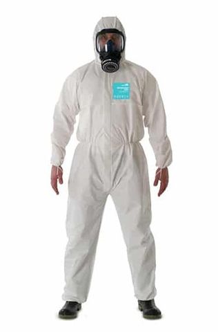 Premium  Single Use SMS Coveralls / Overalls Type 5/6 White Size M 50gsm