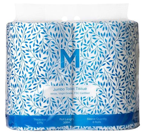 M Virgin Jumbo Toilet Paper / 8 rolls per pack / 300m per roll
