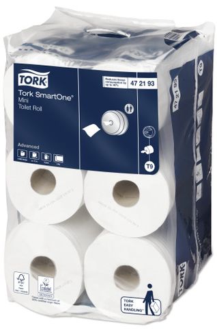 CT472193 Tork SmartOne Mini Toilet Roll 2ply Advanced T9 12 Roll Pk