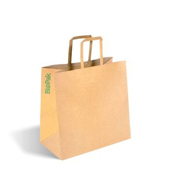 Biopak Small Flat Handle Kraft Paper Bags ea