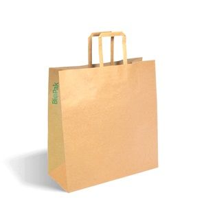 Biopak Medium Flat Handle Kraft Paper Bags ea