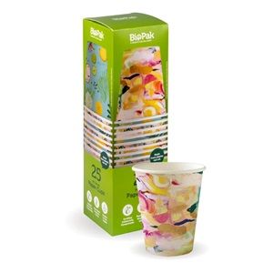 Biopak 25 Pack / 8oz Art Series Single Wall BioCup 100 units per ctn