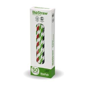 Biopak 50 Pack 6mm Mixed Regular Straws 1200 units per ctn