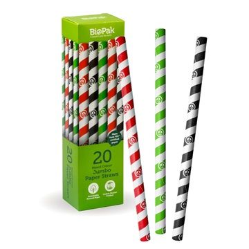 Biopak 20 Pack - 10mm Mixed Jumbo BioStraws 200 units per ctn