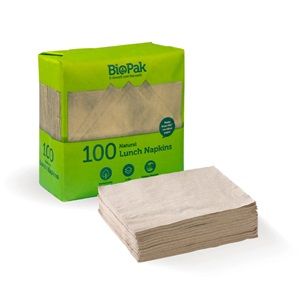 Biopak 100 Pack - 1/4 Fold Natural Lunch Napkin