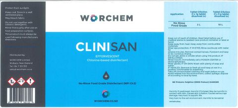 Clinisan Spray Bottles Lables( NO RINSE-FOOD GRADE)  Each