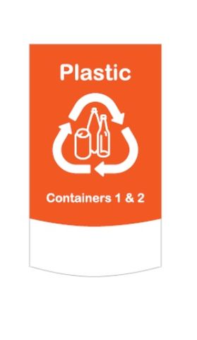 SCS Square 87L Bin, Front, ORANGE /Recycling Label ea