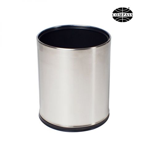 COMPASS ROUND STAINLESS STEEL BIN WITH LINER 10L