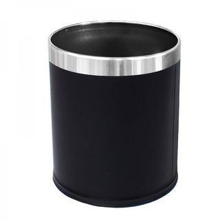 COMPASS ROUND LEATHERETTE BLACK BIN WITH LINER 10L