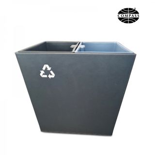 COMPASS 14L BLACK TWIN LEATHERETTE RECYCLE BIN