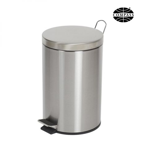 COMPASS ROUND STAINLESS STEEL PEDAL BIN 12L