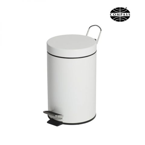 COMPASS ROUND WHITE POWDER COATED PEDAL BIN 3L