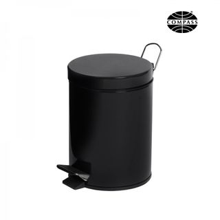 COMPASS ROUND BLACK POWDER COATED PEDAL BIN 5L