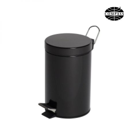 COMPASS ROUND BLACK POWDER COATED PEDAL BIN 3L