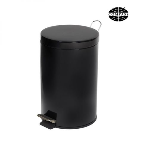 COMPASS ROUND BLACK POWDER COATED PEDAL BIN 12L