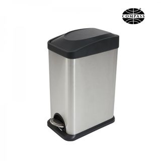 COMPASS RECTANGULAR STAINLESS STEEL PEDAL BIN 15L