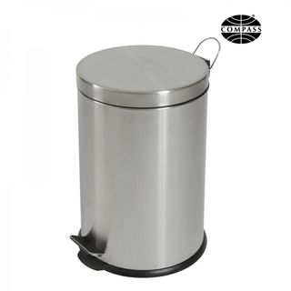 COMPASS ROUND STAINLESS STEEL PEDAL BIN 20L