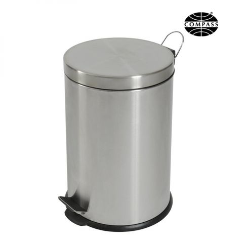 COMPASS ROUND STAINLESS STEEL PEDAL BIN 20L