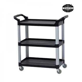 Compass Compact 3-Shelf Utility Cart Black