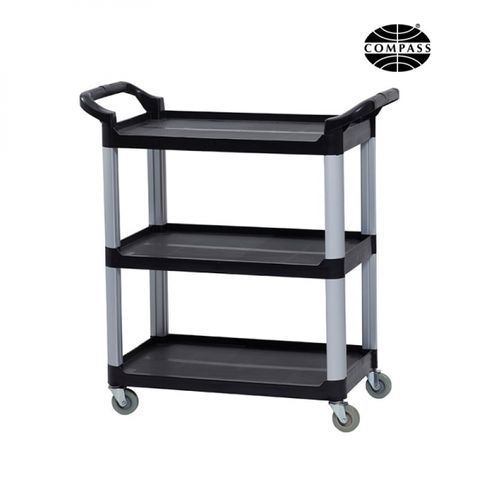 Compass Compact 3-Shelf Utility Cart Black