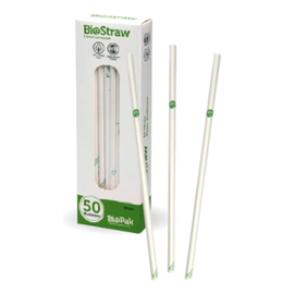 Biopak Retail Straws Regular White 6mm 50/ PK