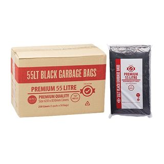 CLEANERS WAREHOUSE PREMIUM 55LT BLACK BIN LINER CTN of 250