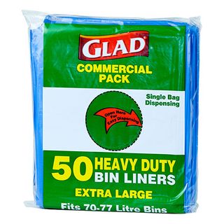 GLAD HEAVY DUTY BIN LINERS XLARGE 70 - 77L BLUE CTN of 500