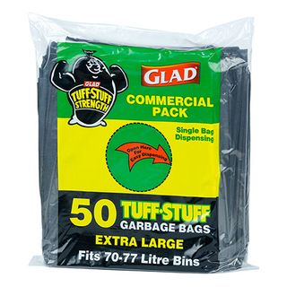 GLAD TUFF STUFF GARBAGE BAG XLARGE 70 - 77L BLACK CTN of 200