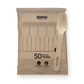 BIOPAK WOODEN FORK PACK 50/ PK