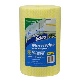 EDCO MERRIWIPE SUPER HEAVY DUTY WIPES YELLOW ROLL