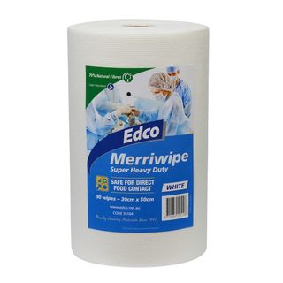 EDCO MERRIWIPE SUPER HEAVY DUTY WIPES WHITE ROLL